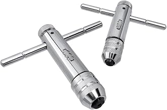 Mesee 2 Stück T Griff Windeisen Ratsche, Verstellbarer Hand Gewindeschneider Set, Handgewindebohrer Satz, T-förmigen Schraubenschlüssel Kit für Metrische Gewindebohrer M3-M8/M5-M12