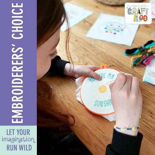 Image of Embroidery Kit for Kids Ages 7-13 - 10 Pre-Stamped Beginner Patterns