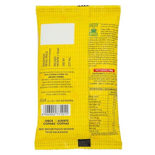 Image of Cothas Coffee - Speciality Blend South Indian Filter Coffee Powder | 85% Coffee & 15% Chicory | Rich Aroma & Strong Taste | Authentic Roast & Ground Filter Coffee (100 g)