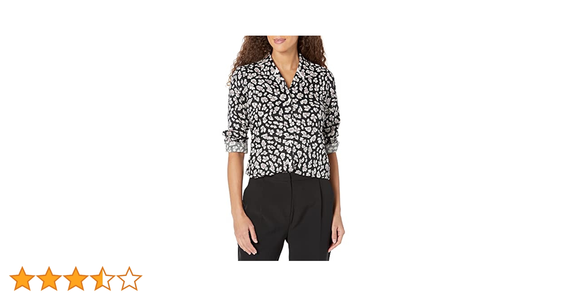 Foxcroft Women's Lucca Long Sleeve Leopard Flowers Blouse