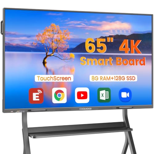 Image of COOLHOOD 65 inch Smart Board, 4K UHD Touchscreen Interactive Digital Whiteboard Display, Electronic All-in-One Computer for Classroom Office Home Business w /Open App Ecosystem (Board & Wall Mount Only)