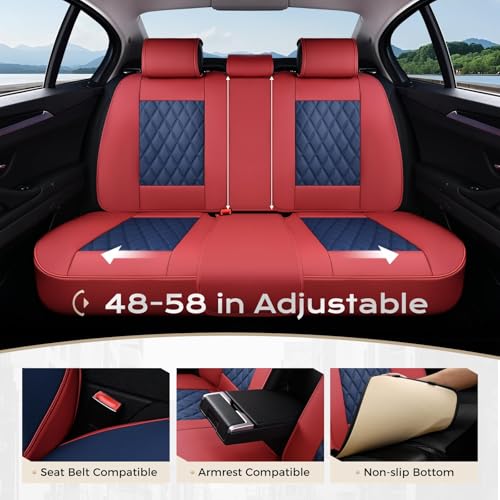 Image of Coverado Seat Covers, Waterproof Car Seat Cover, Faux Leather Seat Covers for Cars, Universal Seat Covers Full Set, Carseat Cover Car Seat Protector Car Seat Cushion Fit for Most Cars - Red&Blue