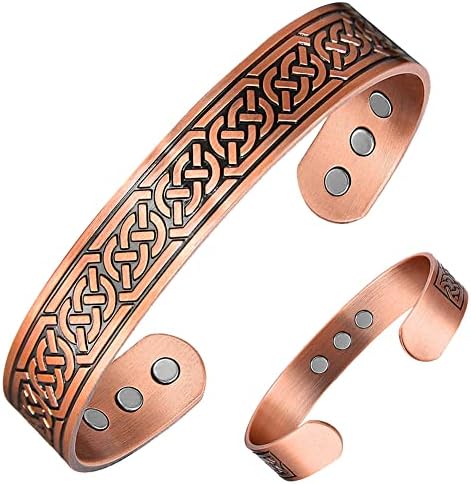 Vicmag Copper Bracelet for Men Ultra Strength Magnetic 99.99% Solid Pure Copper Cuff Bangles Adjustable Size with Gift Box (Tree Raven Copper)