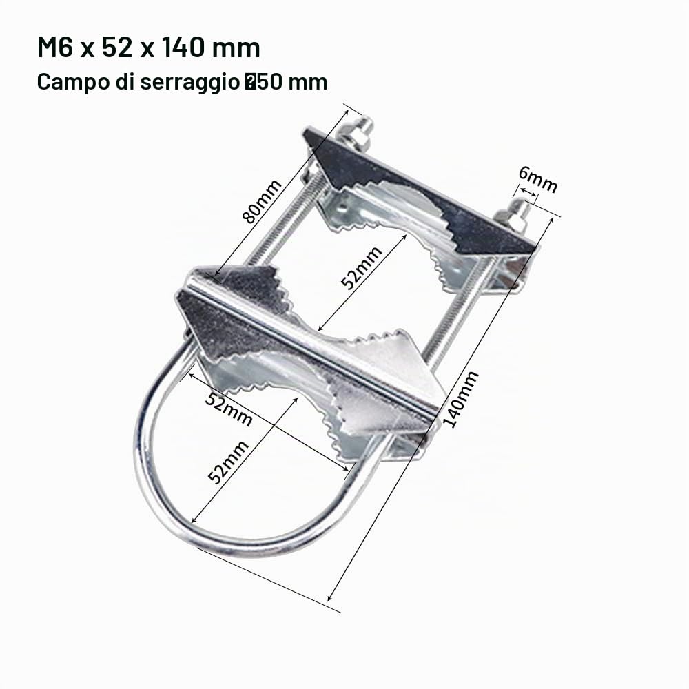 2 set di morsetti per antenna doppia, staffa a V, bulloni a U, accessori di montaggio per antenna TV, ombrelloni, bandiere e canne da pesca