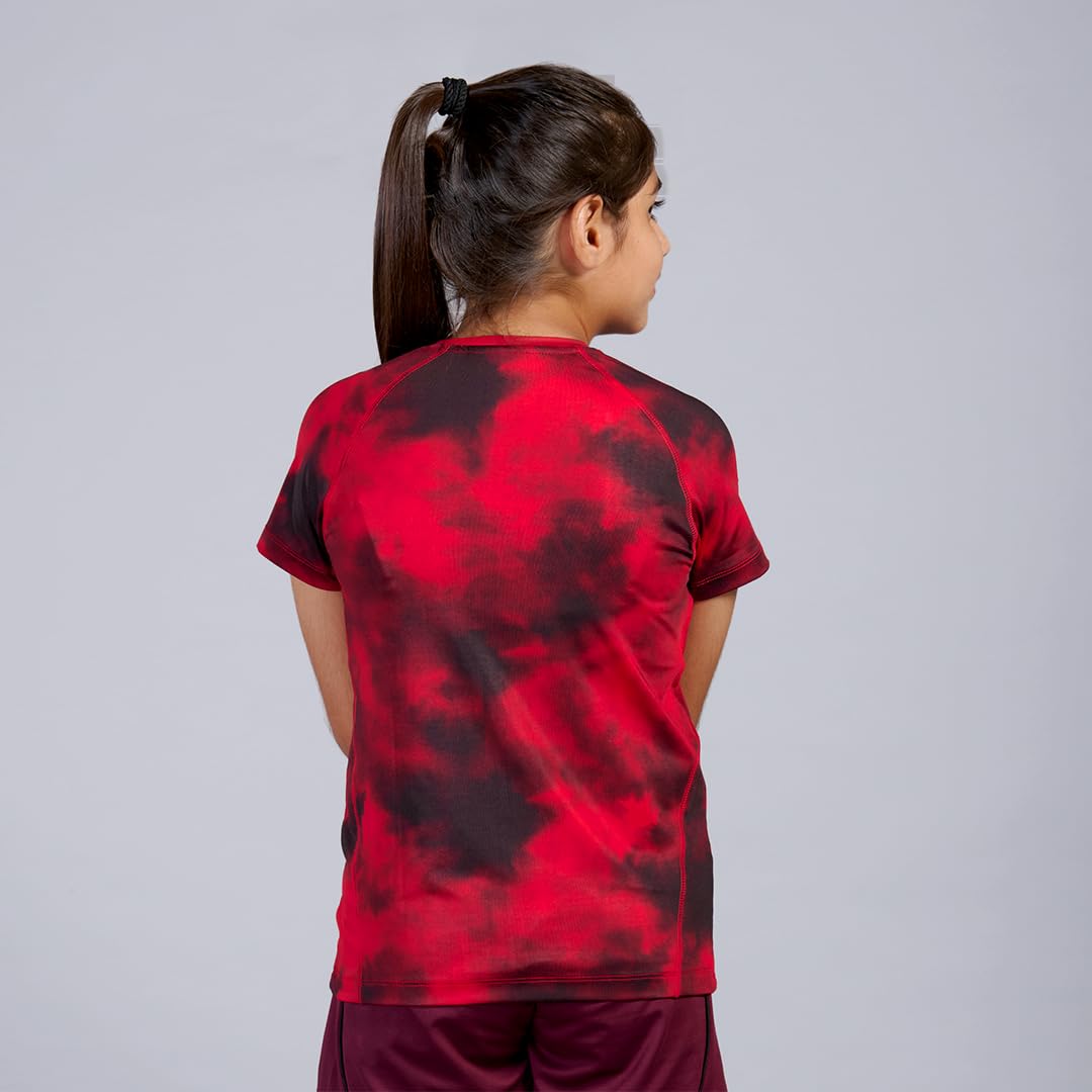 Dripmov Girls Premium Tie & Die T-Shirt | Sportswear Jersey - All Day Comfort | Activewear |Regular Fit | Soft & Breathable Casual Jersey | Flexibility for All Sports - Red (10 to 12 Years) 2