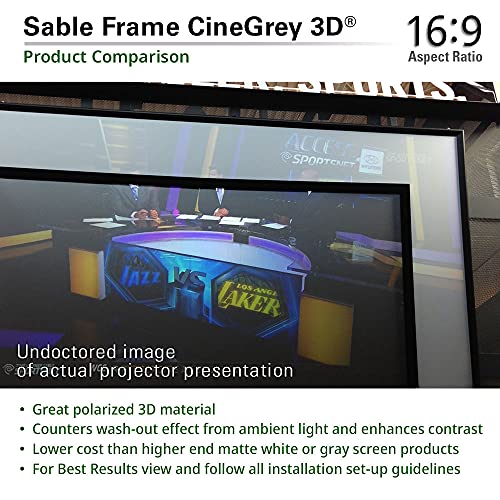 Image of Elite Screens 135-Inch ALR Projector Screen 16:9 - Ceiling & Ambient Light Rejecting, Fixed Frame Wall Mounted, ISF-Certified CineGrey 3D for Home Theater, Standard Throw Projectors, ER135DHD3