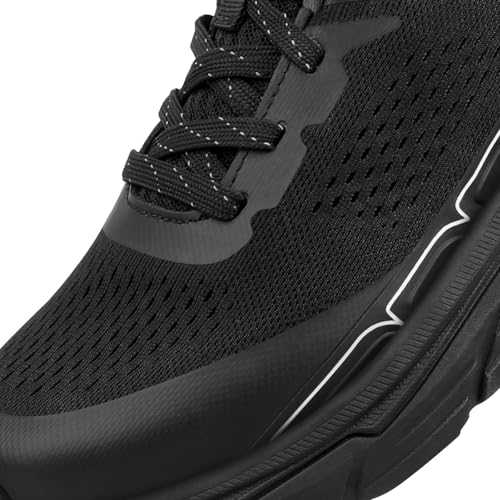 Image of Men's Slip on Walking Sneakers - Lightweight Running Shoes - Cushioned Comfort for Gym, Training, Tennis, Workout - Athletic Fashion - Black /Beige Size 6.5-13