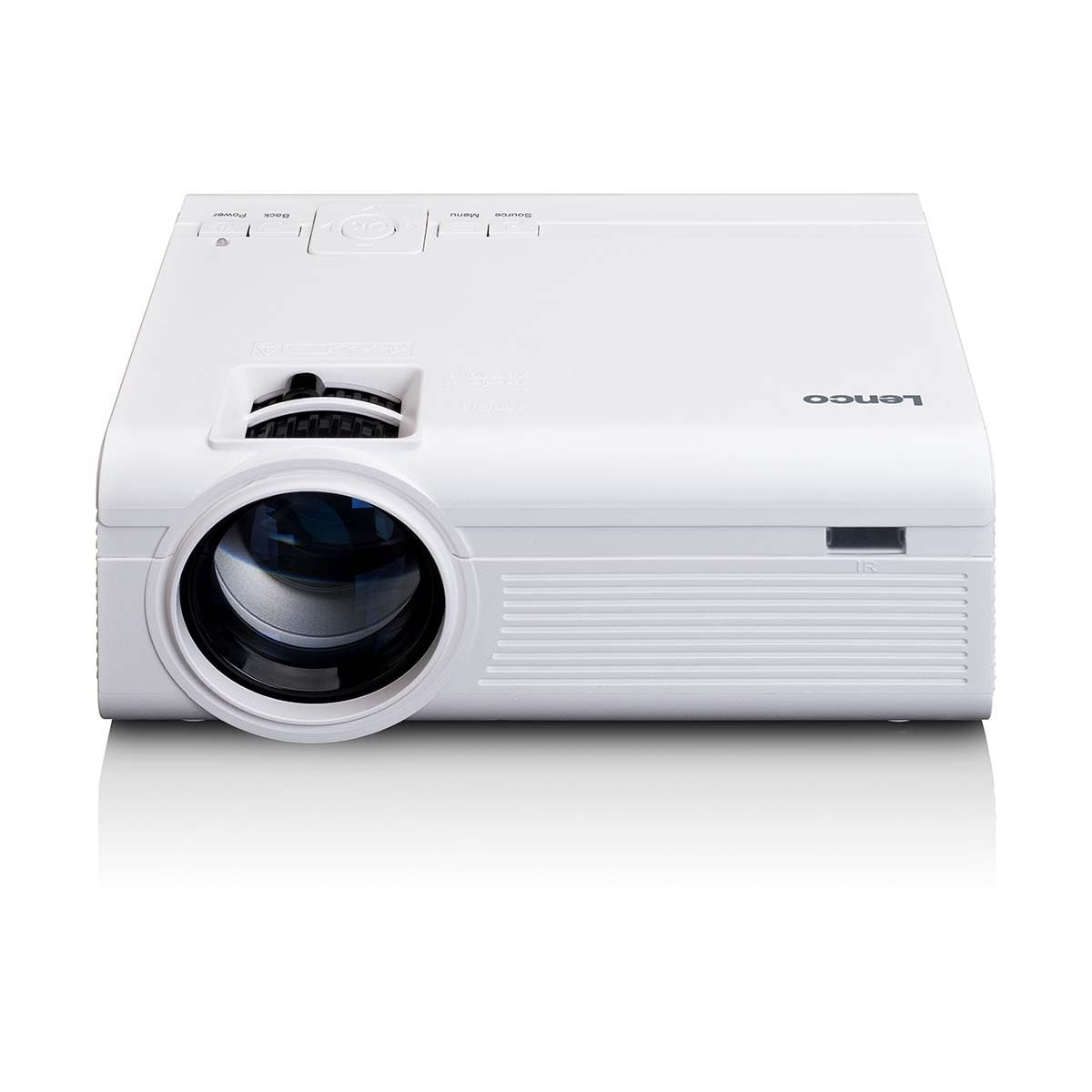 Lenco LPJ-280WH projektor – 2800 lumenów, obsługa Full HD 1080p, kontrast 3000:1, rozmiar obrazu do 250 cm, HDMI/USB/SD/VGA, 30 000 h LED, wbudowane głośniki, kompaktowy, z pilotem zdalnego sterowania