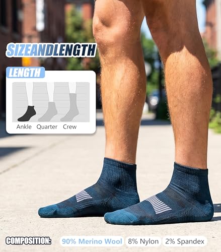 Image of 3 Pairs 90% Merino Wool Ankle Business Casual Thin Wool Socks | Lightweight, Arch Support, Moisture Wicking, Breathable, Business, Work, Everyday Wear, Temperature Regulating