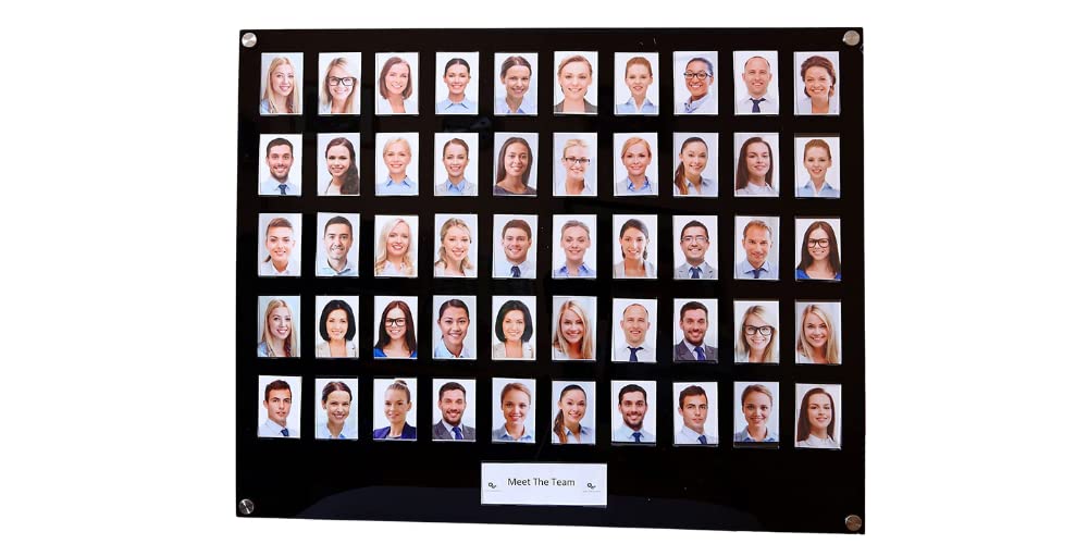50 Image Staff, Student or Employee Photo Display Board in Clear, Black or White (Clear)