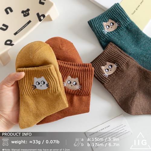 Image of IIG Womens Novelty Cotton Crew Socks Cute Animals Socks Fun Flower Socks (fit women's shoe size 5-9)