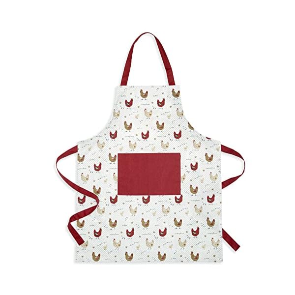 Cackleberry Home Farmhouse Chicken Cotton Bib Apron Pocket Adjustable Strap
