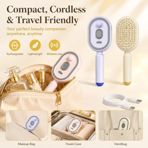 Image of REVNOTH Electric Spray Retractable Air Cushion Comb | 5 in 1 Rechargeable Hair Massage | Steam Hair Brush for Scalp Massage, Detangling, Smoothing, Curling, Relieve Hair Tangles & Dryness | Salon Hair Care Tool