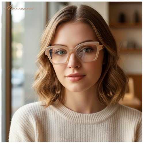 AMOMOMA 2 Pack Trendy Cat Eye Reading Glasses for Women Men Stylish Square Blue Light Blocking Readers AM6202 Mix (+1.50 Magnification Strength) - Thumbnail 2