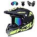 Produktbild Motorrad Motocross Helm Adult Full Face MTB Helm Set mit Schutzbrille Handschuhe Maske Helm Net, Motorrad Sturzhelm für Downhill Off Road Quad Bike Schutzausrüstung