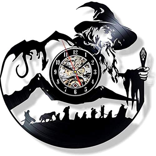 YUEBAOBEI Vinyle Record Horloge Creative Seigneur des Anneaux Main Antique Creux Horloge Murale Classique Décoration Maison Horloge Murale Créative Décor Maison Cadeaux 12 Pouces Cover