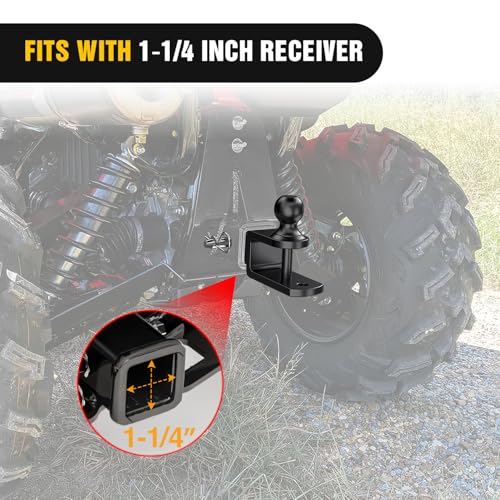 Image of Nilight 3 in 1 ATV UTV Multi Hitch Mount with 1-7 /8 inch Ball Hitch Rated 2000 LBS Fits 1-1 /4 Inch Receiver Winch Strap Loop Rated 5000 LBS