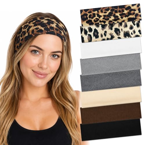 Wosyoodo 8 Piezas Cintas para el Pelo Deportivas Hombre Mujer, Algondón Suave Elástico,Transpirable, Absorbente & Antideslizante, Diadema Running para Gimnasio, Yoga y Uso Diario