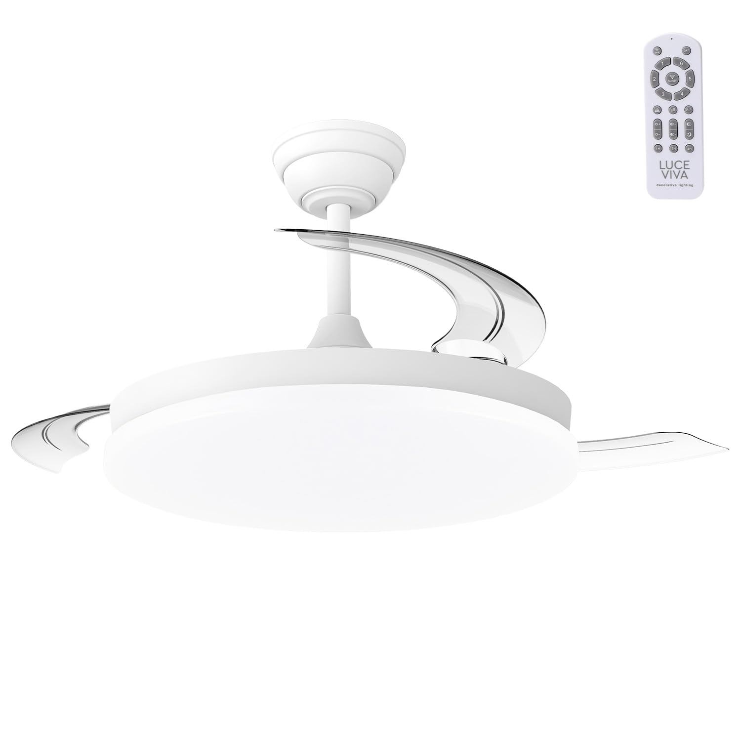 Greenice Marele Ventilador de Techo Ø106cm | Motor DC 29W | 3 Aspas | Luz LED 48W 5040lm, 3500-6500K | 6 Velocidades | Mando a Distancia | Función Verano/Invierno | Blanco