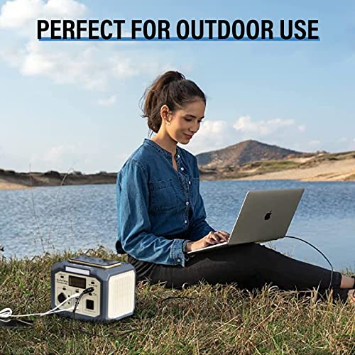 Portable Power Station 300Wh, 110V/350W(Surge 500W)Pure Sine Wave Solar Generator, Battery Bank with AC Outlet, LED Light for Camping Home Use Emergency(Solar Panel Optional)