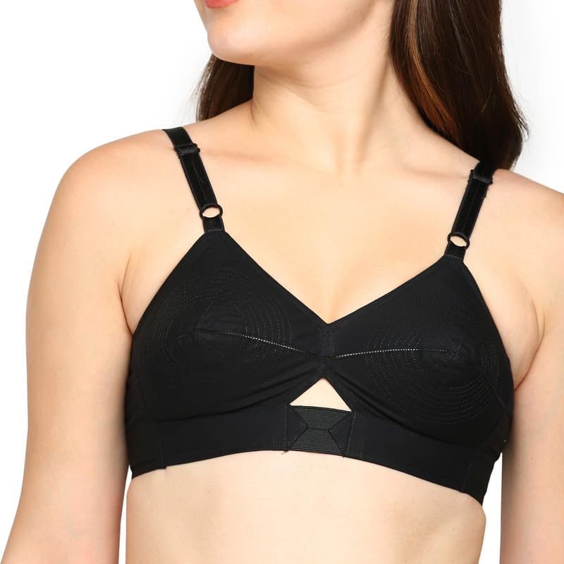 Image of BLOSSOM Priyasajini Women's Full Coverage 100% Woven Cotton Single Layer Round Stitch Non Padded Wirefree Conical Cup Everyday Bra