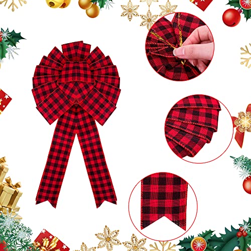 Iceyyyy 2 Packs Christmas Tree Topper Bow - 18.5 Inch Large Red And Black Buffalo Plaid Tree Topper Bow Decoration For Indoor Outdoor Christmas Party … #TOP1