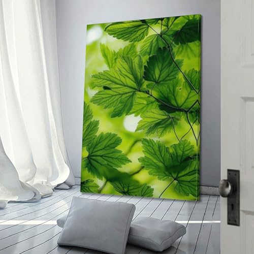 Décoration murale moderne feuilles vertes bien-être salon