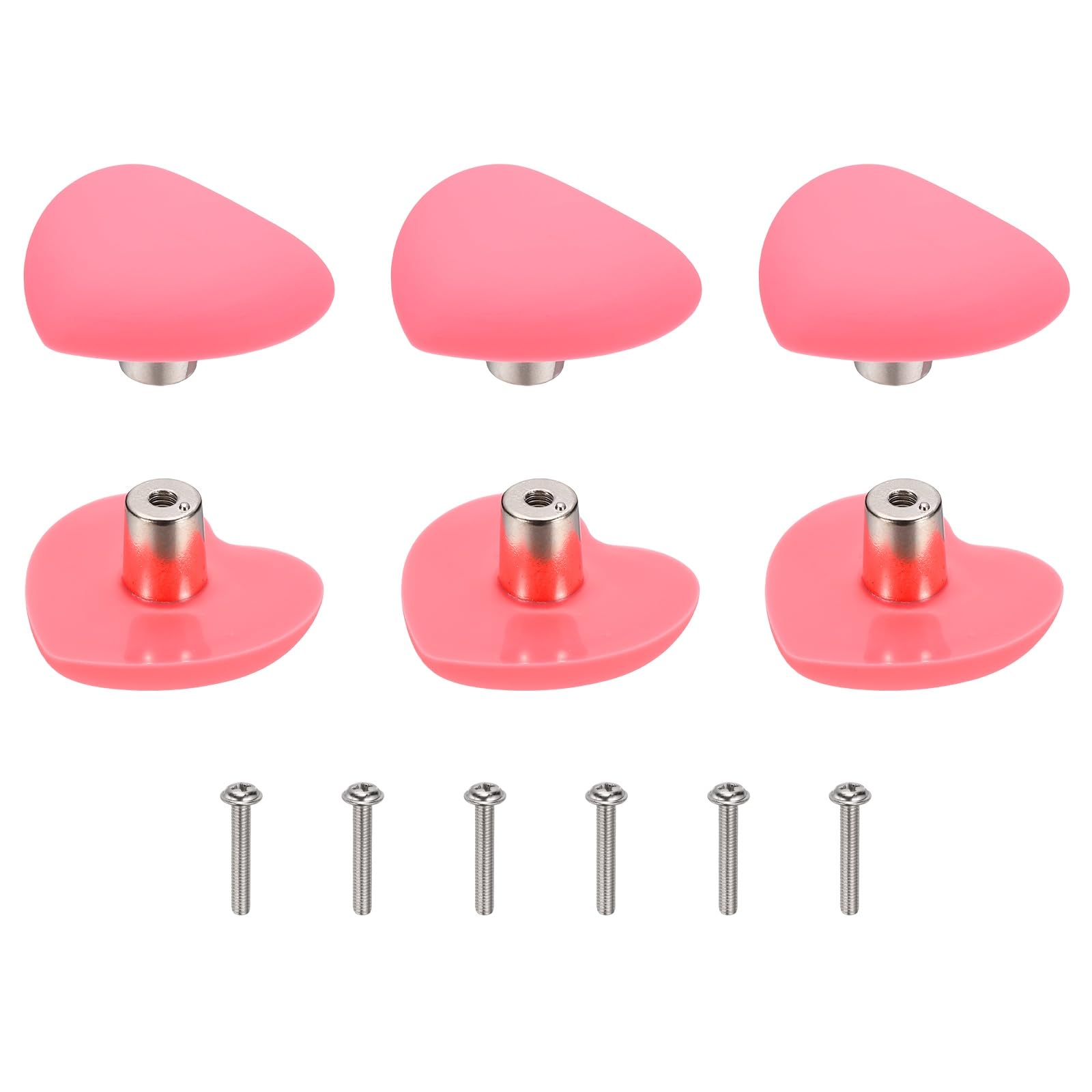 sourcing map 6 Pcs Cabinet Knobs, Heart Soft Rubber Cabinet Handle Silicon Cute Drawer Pulls with Screws Cartoon Dresser Knob for Decoration Bedroom Wardrobe Dresser Drawer Nursery, Pink