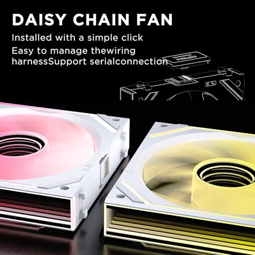 Image of Interstellar V2 120mm Case Fan Infinity Mirror Module Daisy-Chain ARGB Fan Triple Pack with Controller Suitable for Computer Case & 360mm AIO Cooler(White)