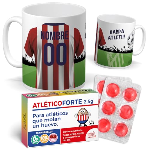 Caneca Personalizada com Nome Camiseta Atlético | Pack Futebol com Caneca, Pulseira Colecionável e Doces Divertidos | Presente Original para Torcedores do Atlético | Perfeito para Aniversários