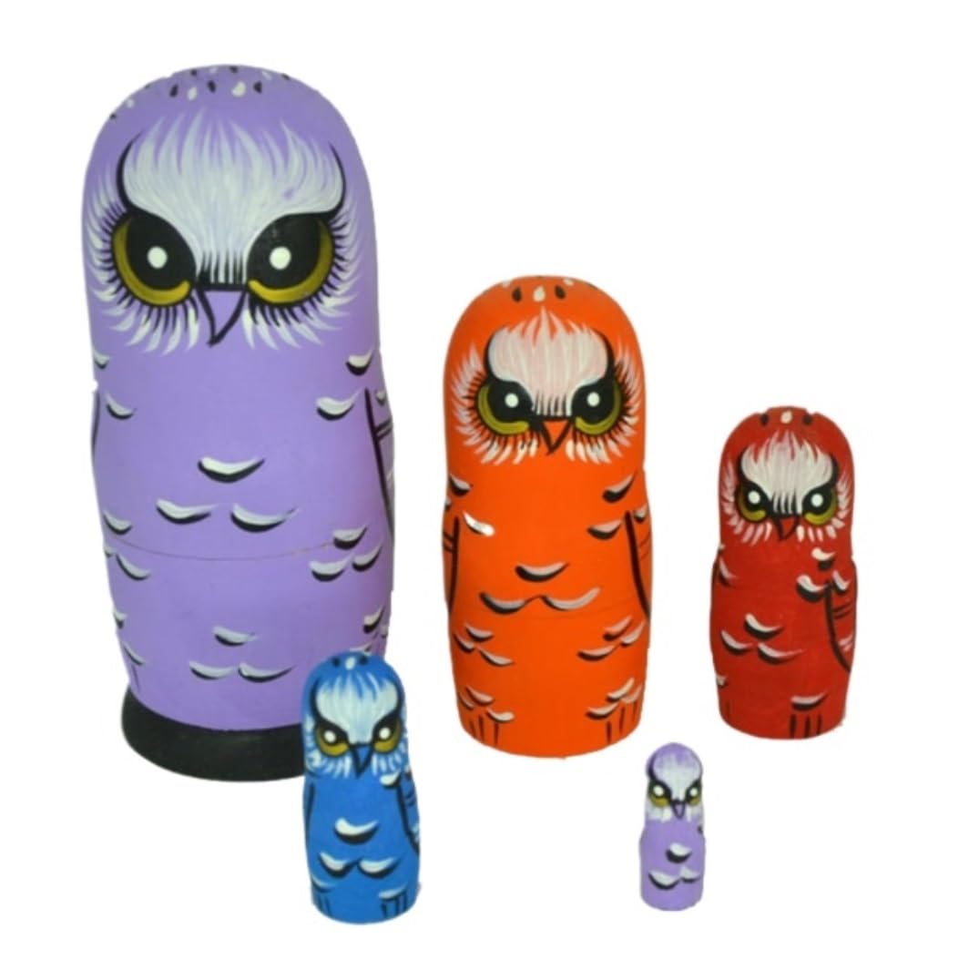 Poupée Russe Poupées Gigognes Russes 5 Pièces Matryoshka en Bois Peintes À La Main Empilables Jouet Empilable