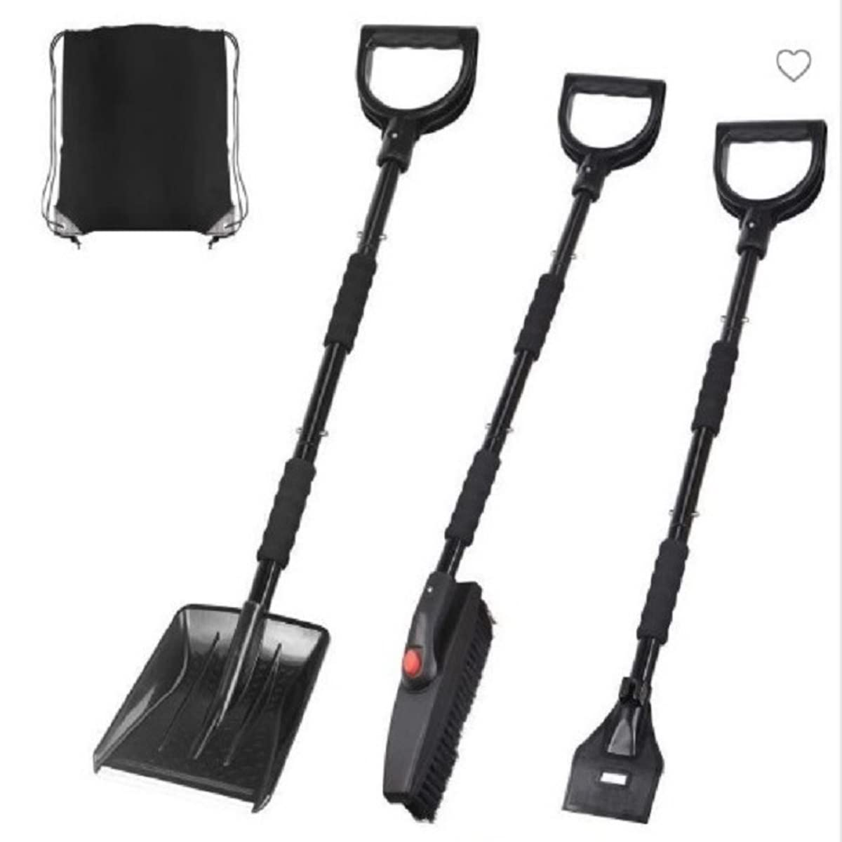 Kit de Pelle à Neige Extensible 3 en 1, Outil d'urgence de Voiture Compact et Robuste, raclette Amovible et grattoir à Glace, pour Le déneigement d'urgence