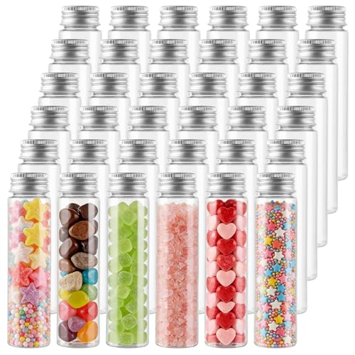 LDXDRU Lot de 36 tubes à essai avec bouchon à vis - 80 ml - Tubes à essai avec couvercle transparent - En plastique - Pour fleurs, bonbons, perles, plantes,...