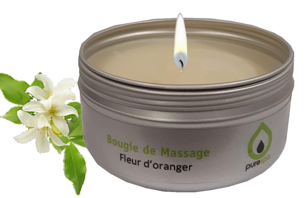 Vela de Masaje Natural Perfumada Purespa - 100% sensual y relajante (Azahar, 80 gr)