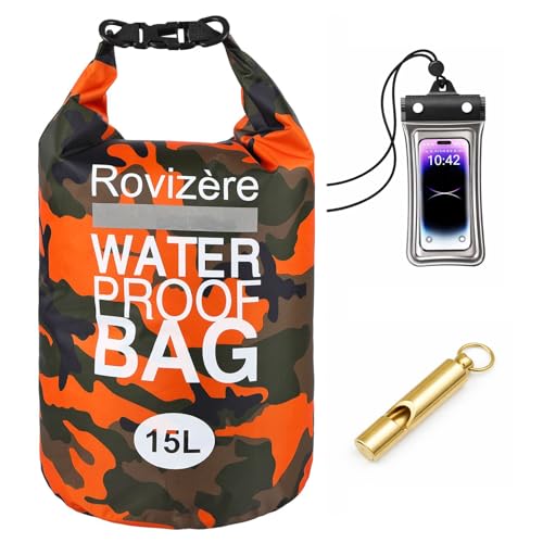 Bolsa seca impermeable 15L, Camuflaje naranja miniatura 1
