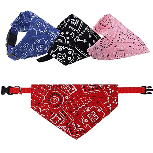 gerFogoo 4 Stück Hunde Bandana Kopftücher, Hundehalstuch mit Halsband, Dreieckstuch Halsdreiecke Hundehalstcher, Einstellbare Hund Halstuch für Welpen Kleine Große Hunde und Katzen(S)