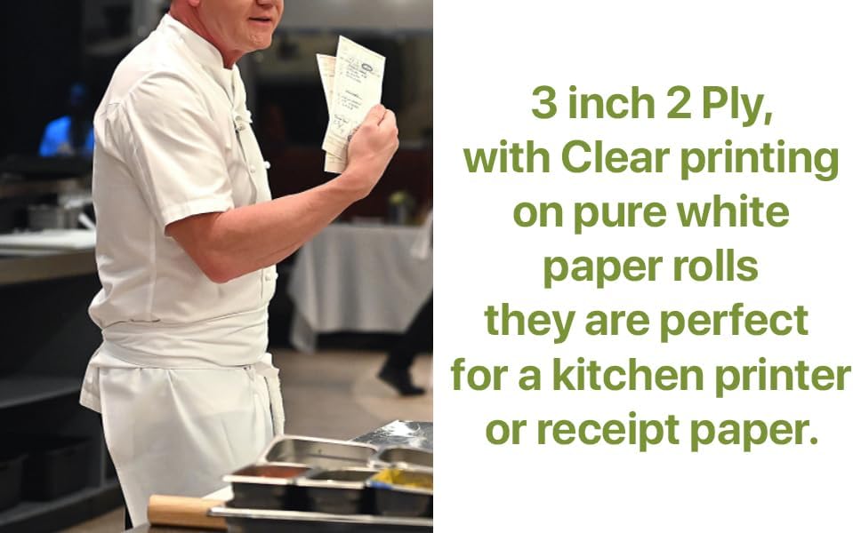 Miniatura 3 de Pokanic Rollos de papel autocopiativo canario blanco de 3 pulgadas x 90 pies, 2 capas, impresora de recibos de cocina, caja registradora, compatible