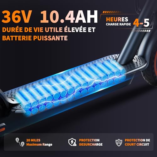 Trottinette électrique pliable 500W avec pneus increvables et application connectée