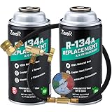 ZeroR AC Recharge Kit R134a Replacement – Eco-Friendly Refrigerant Gas with 24-Inch Charging Hose Tool for SSV Cans, 2-Pack