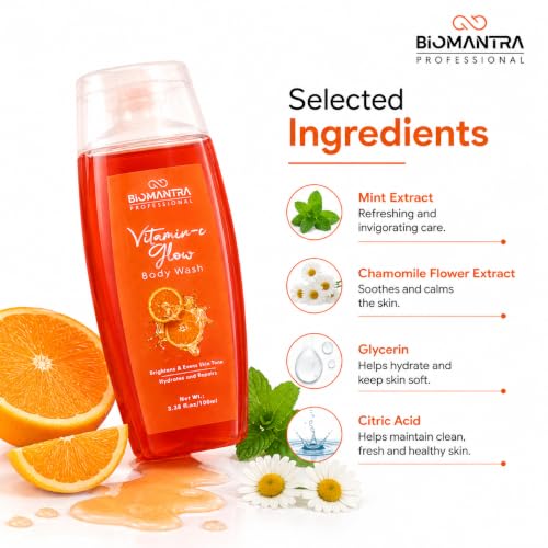 Image of Professional Vitamin C Glow Body Wash | Cleanses, Hydrates & Refreshes Skin | Helps Improve Skin Radiance | Citrus Fragrance | Daily Use Body Cleanser | 100ml