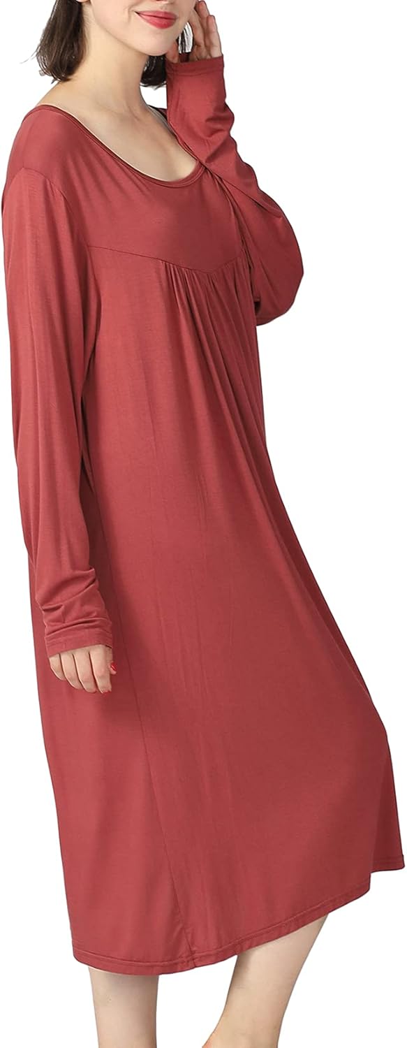 Lu's Chic Women's Plus Size Nightgown Long Sleeve Cotton Sleepwear Pajama Night Dress - Image 4