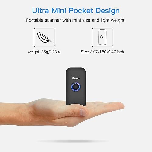 Eyoyo Mini 1D Bluetooth Barcode Scanner, 3-in-1 Bluetooth & USB Wired & 2.4G Wireless Barcode Reader Portable Bar Code Scanning Work with Windows, Android, iOS, Tablets or Computers(Black)