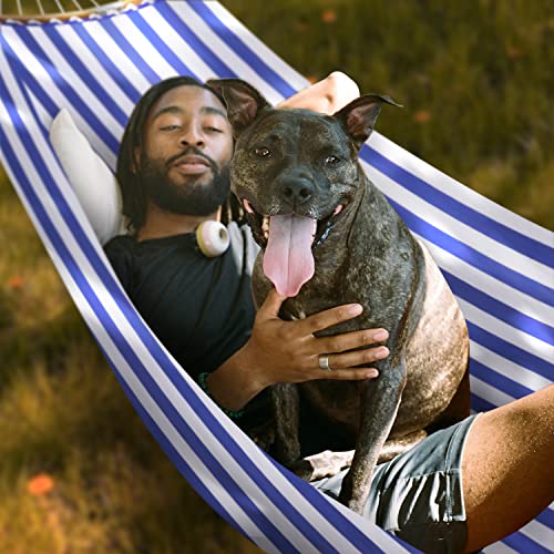 Patio Watcher 11 Ft Quick Dry Hammock Folding Curved Bamboo Spreader Bar Portable Hammock For Camping Outdoor Patio Yard Beach, Blue Stripes #TOP5