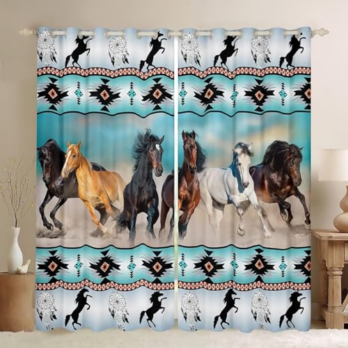 Homewish Aztec Curtains for Bedroom & Living Room - African Tribal Horse...