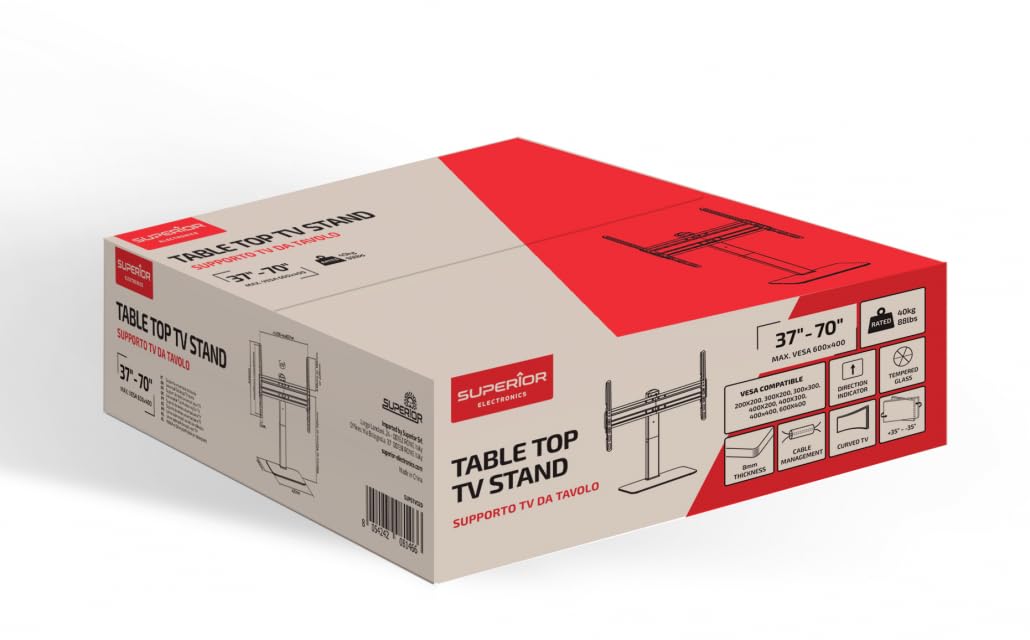 Conecto Supporto TV Mobile Su Ruote 37-75 Pollici - Carrello Con Ripiano VESA 600x400 - Orientabile E Regolabile In Altezza - Bianco