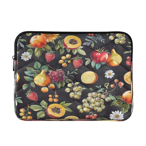 Funda para laptop de 13-14 pulgadas impermeable con diseño de frutas y flores