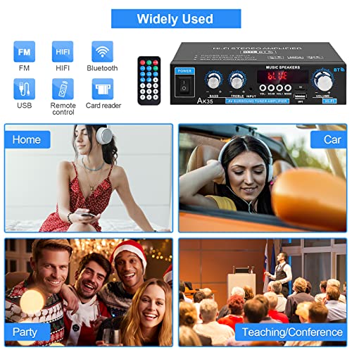 Image of Bluetooth Stereo Audio Amplifier Home: AK35 Wireless Digital Power Amplifier RMS 30W Max 200W 2.0 Channel BT Audio Amplifier Receiver for Home Speakers System(US Plug)
