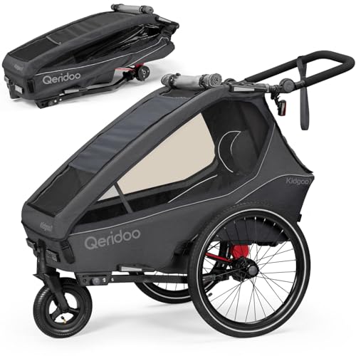 Qeridoo Kidgoo 1 Steel Grey | Fahrradanhänger 1 Kind | Fahrrad Anhänger...