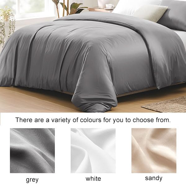 ACCURATEX Cooling Duvet Cover Set King Size - 100% Rayon Derived from Bamboo, Soft Cool Bedding Set with Zipper Clousure, Includes 1 Duvet Cover 104x90 Inches & 2 Silky Pillow Cases 20x40 Inches, Grey - Image 8