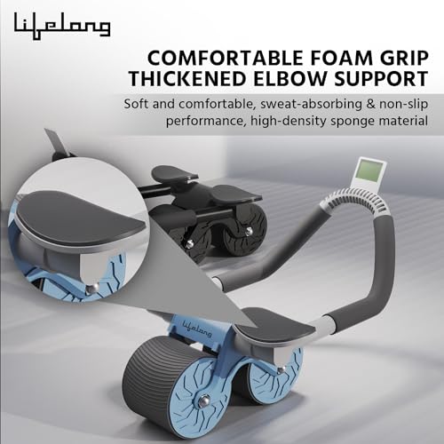 Lifelong Abs Roller For Men-Abdominal Exercise Equipment For Home Gym-Ab Roller With Timer,Mobile Holder&Knee Pad-Exercise Wheels For Men&Women-Abs Workout Machine For Core Plank Workout,Beige 6 51JwGD9JvEL